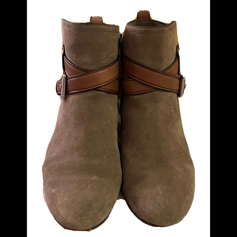 Coach Style A8984 Women's Pauline Taupe Suede Ankle Booties Boots Size 6.5M